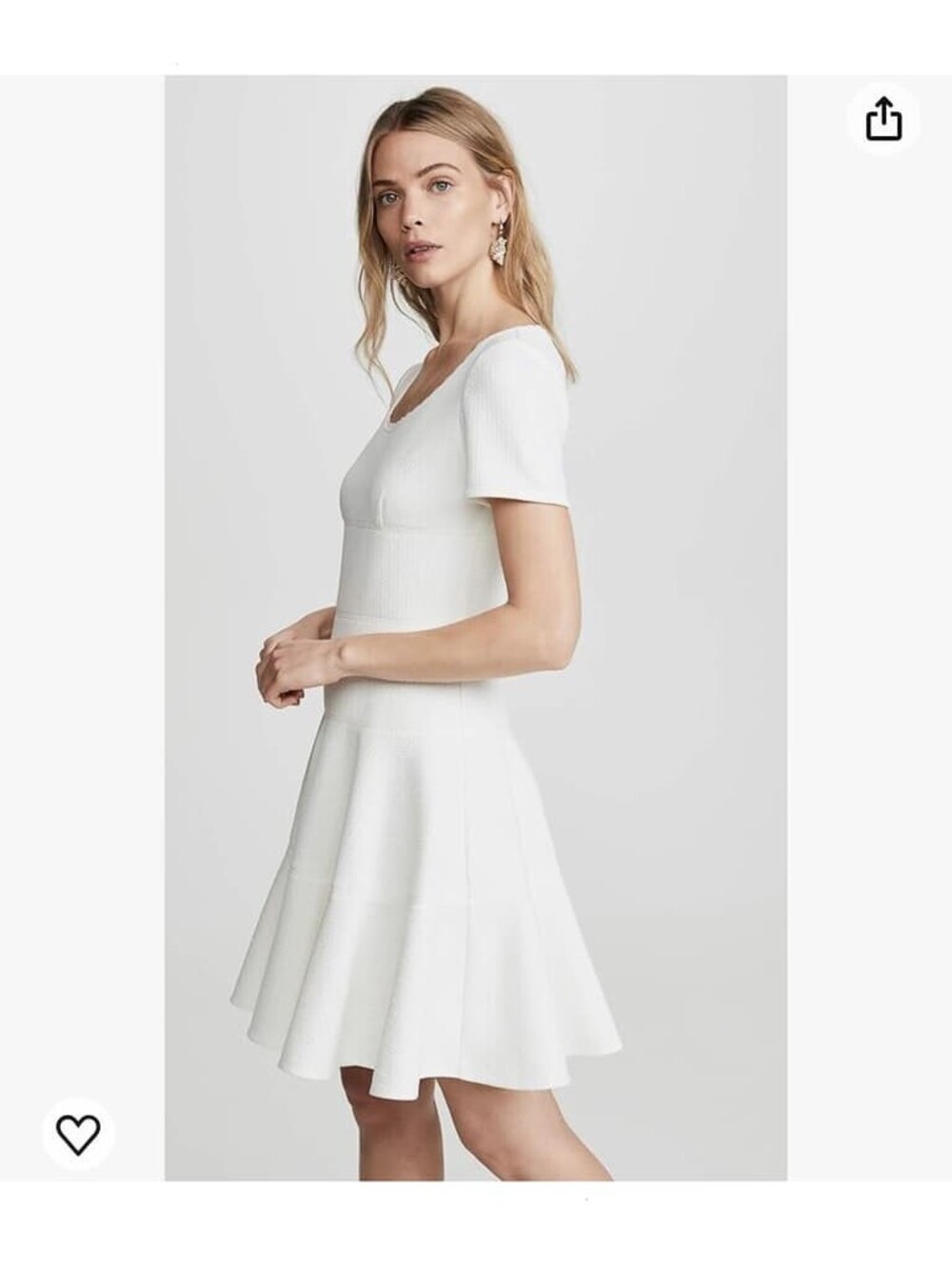 Rebecca Taylor 10 RTR Short Sleeve Scoop Neck White Lined Fit Flare Dress
